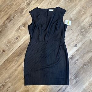 Calvin Klein Black Cap-Sleeve Diagonal-Detail Sheath Dress